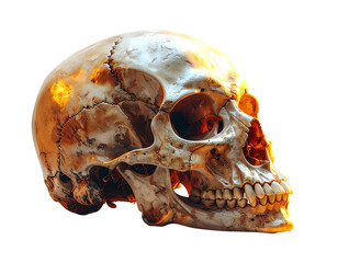 Detailed human skull fragment isolated on transparent background