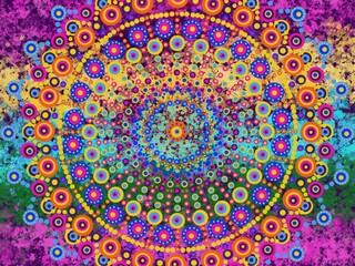 Beautiful colorful wallpaper background print with mandala bright art decor design	