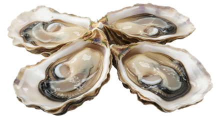 Isolated platter of fresh oysters on the half shell, ready to eat, seafood delicacy snack