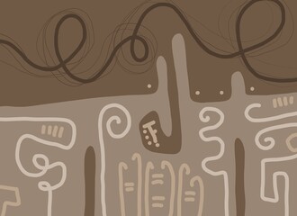 Minimal abstract image for modern interior. The picture is painted by hand on a tablet.