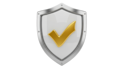 Isolated shield icon with check mark inside, indicating security and reliability concept