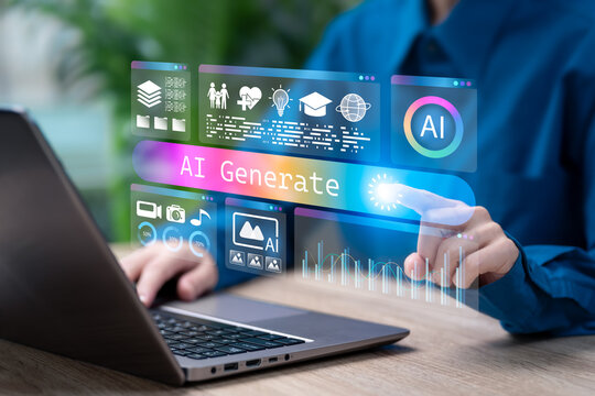 Artificial Intelligence Risk, Health Data Analysis Concept, Businesswoman Evaluating Development Information, Performance Efficiency, Work Quality,Balanced Management,Strategic Risk Reduction Planning