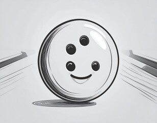 Smiling bowling ball on lanes