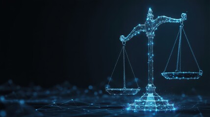 Scales of justice digital low poly design symbol of law and legal system