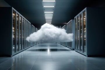 Cloud computing concept with real cloud in server room environment