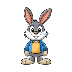 cute cartoon Easter bunny with pink ears and happy expression