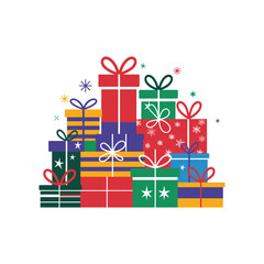 Colorful Christmas Gift Boxes with Ribbons and Bows Illustration