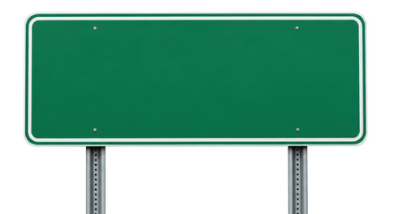 Isolated green street sign, travel banner for design, transportation icon on metal post © Ines