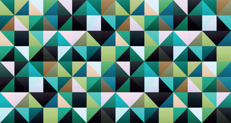 Soft Green Tones Geometric Triangular Seamless Pattern with Gradient Blocks