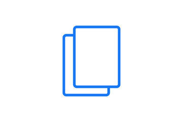 Blue copy button icon for copy and paste over transparent background
