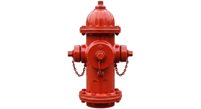 Isolated red fire hydrant for emergency services, firefighting, and urban infrastructure