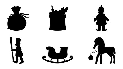 Silhouette Christmas Icons Festive Holiday Symbol Collection