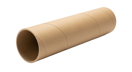Isolated cardboard tube rolls diagonally on the right for crafts and packaging material