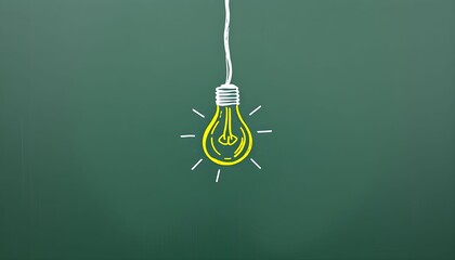 Hand-drawn glowing light bulb on a dark green chalkboard, symbolizing a bright idea or innovation.