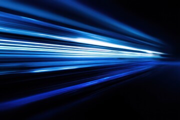 Abstract fast-moving blue light stripes with motion blur