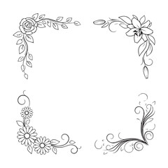 Cute floral border doodle on white background.