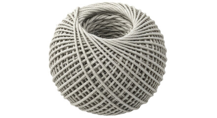 Isolated ball of yarn with a hollow center in a neutral tone, ready for crafting projects