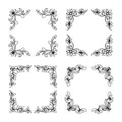 Cute floral border doodle on white background.