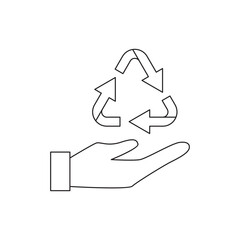 Recycle Symbol on Hand for Waste Management Outline