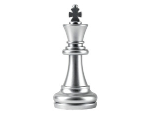 Fototapeta premium Silver chess king piece isolated on transparent background