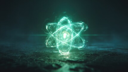 Dynamic atomic energy visualization science laboratory digital art futuristic environment close-up view conceptual design