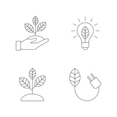 Eco Friendly Environmental Conservation Line Icons Set
