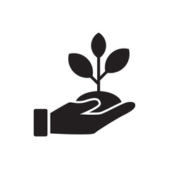 Hand Holding Sprout Plant Eco Concept Solid Glyph