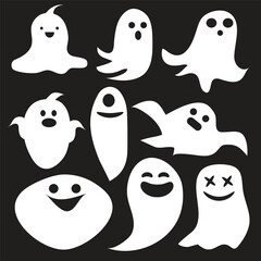 A set of cute little white ghosts