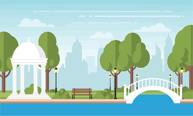 Fototapeta premium City Park Vector Illustration