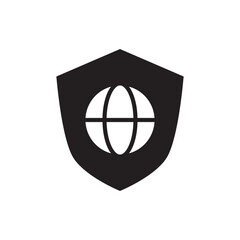 Earth Globe Protected by Shield Security Solid Icon