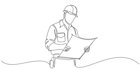 Architect line art style vector illustration	