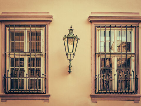 Beautiful view of ancient buildings and red roofs in Prague, Czech Republic