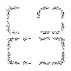 Cute floral border doodle on white background.