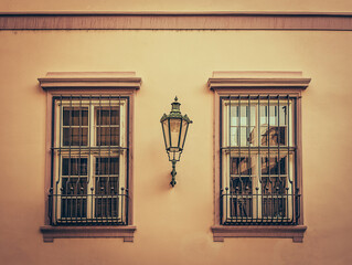 Beautiful view of ancient buildings and red roofs in Prague, Czech Republic