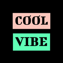 COOL VIBE – Bold Black Stylized Capital Letters on Pink and Green Blocks over Black Background for Trendy Commercial Visual Design