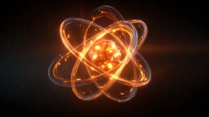 Dynamic atomic structure illustration digital art abstract environment close view energy concept