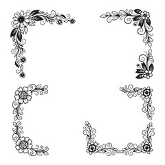 Cute floral border doodle on white background.