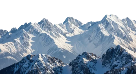 Fototapete Rund Berge Isolated snowy mountains high above the forest  mountainous winter scenery, cold season  © Ines