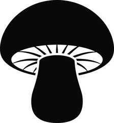 Black Silhouette Icon of a Mushroom with Gills fungus
