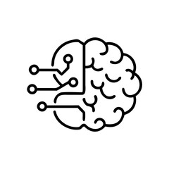 Digital brain and circuit artificial intelligence icon