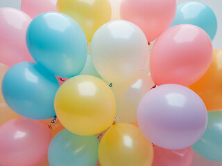 There is a bunch of colorful balloons that are in the air scene movement gesture frame emotion design cartoonish style creative depth backgrounds motion composition expression figure