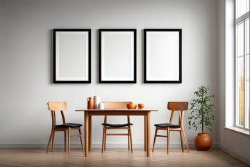 Elegant dining room decor with minimalist furniture cozy home setting modern aesthetic bright natural light inviting atmosphere