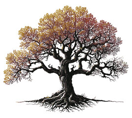 Oak Tree Roots Black Silhouette Vector