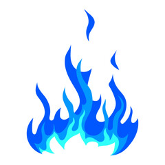Illustration of stylized fire or flame. Burning blue magic fire or bonfire.