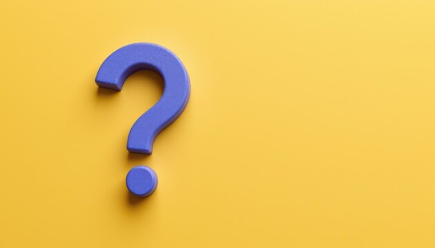 A 3D rendering of a question mark on a yellow background to represent FAQs and QAs in a problem solution context