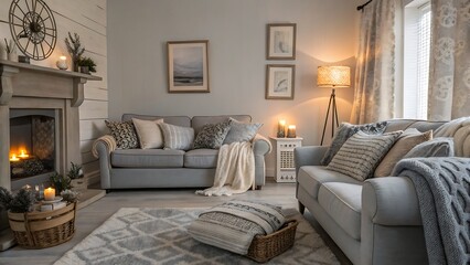 living room with fireplace