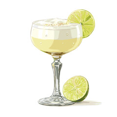 Classic Peruvian Pisco Sour Cocktail Illustration