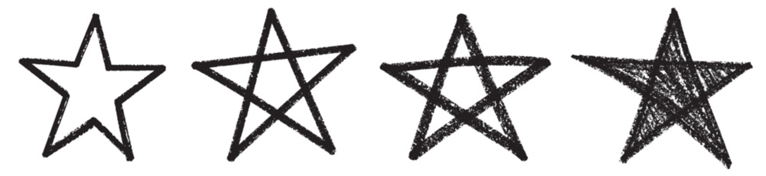 Aesthetic hand drawn chalk star set