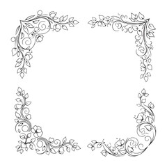 Cute floral border doodle on white background.