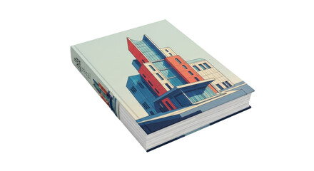 Isolated book object with building illustration for architectural designs reference library